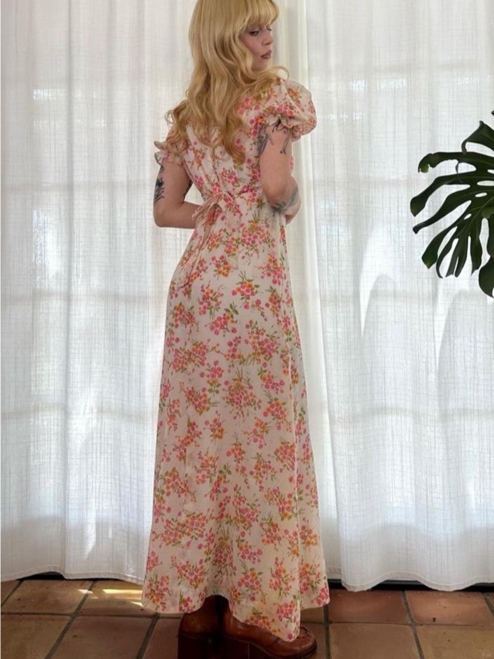 Vintage 70s boho floral puff sleeve maxi dress - Picture 5 of 8